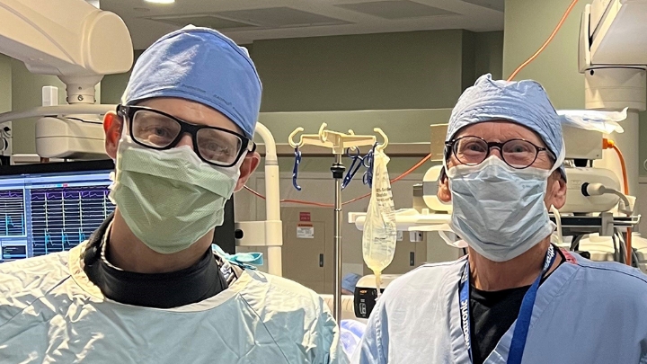 Dr. Decker teamed up with his father, Francis Decker from Medtronic, to perform a heart procedure together at Abbott Northwestern Hospital 
