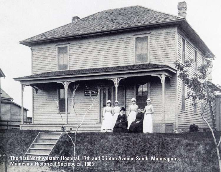 The first Northwestern Hospital in 1883
